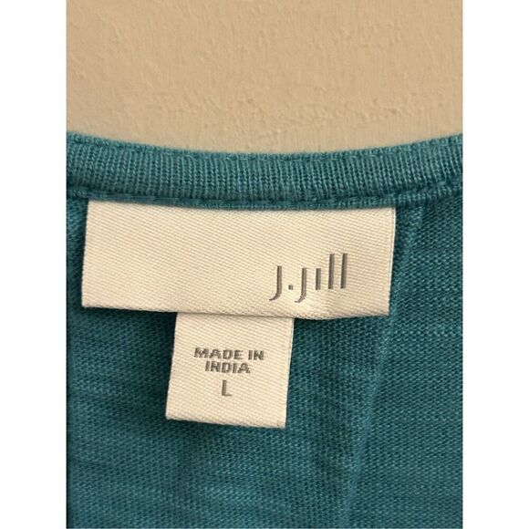 J. Jill Cotton A-Line Midi Dress Turquoise Blue sz L Beach Relaxed minimalist - Picture 3 of 8
